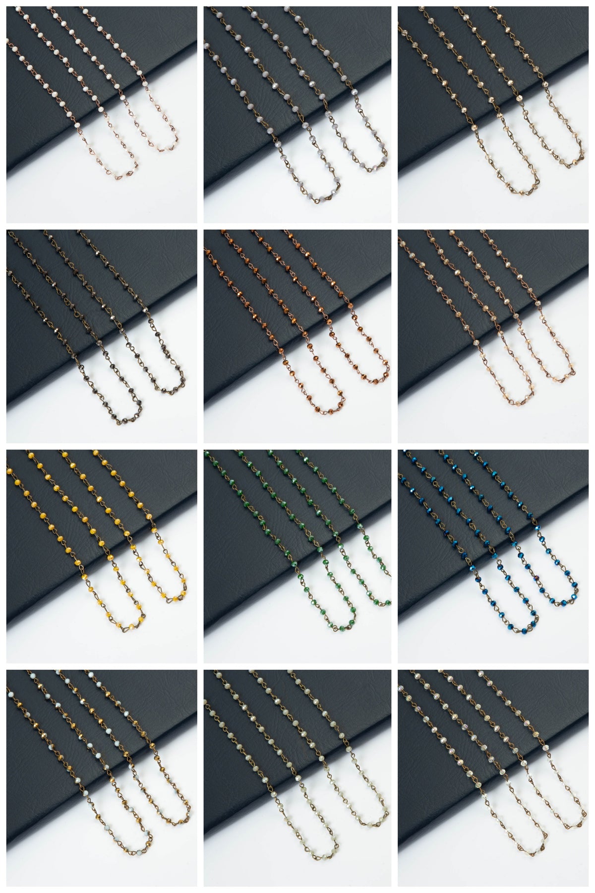 Crystal Beaded Chain Necklace N1163