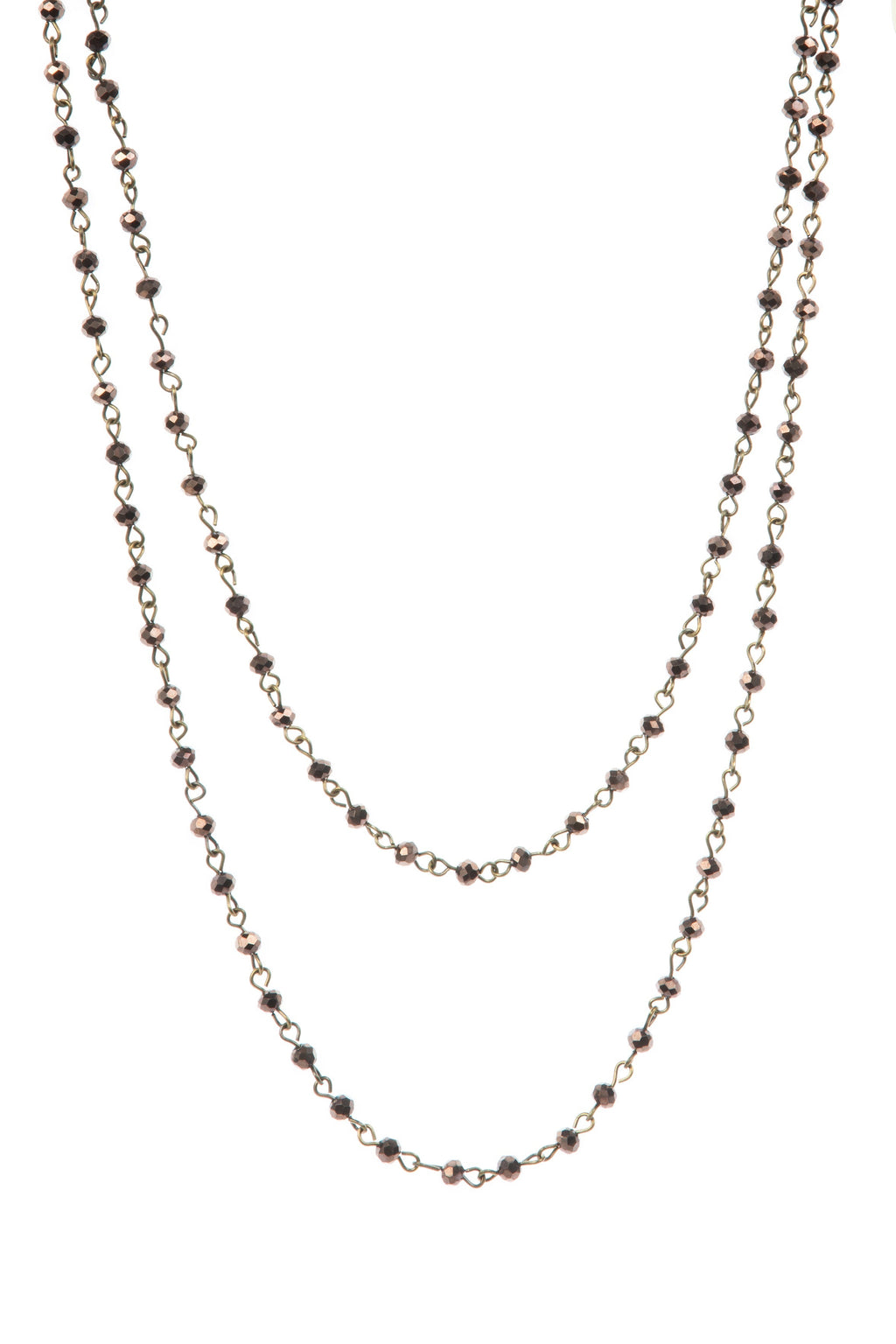 Crystal Beaded Chain Necklace N1163-65-BZ - view 3