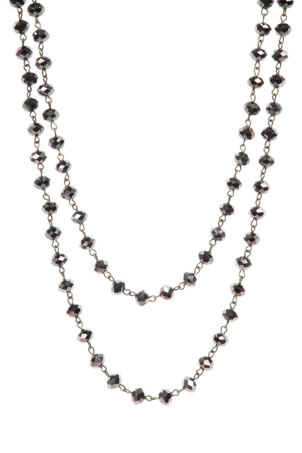 Crystal Beaded Chain Necklace N1163-65-BZ - view 4