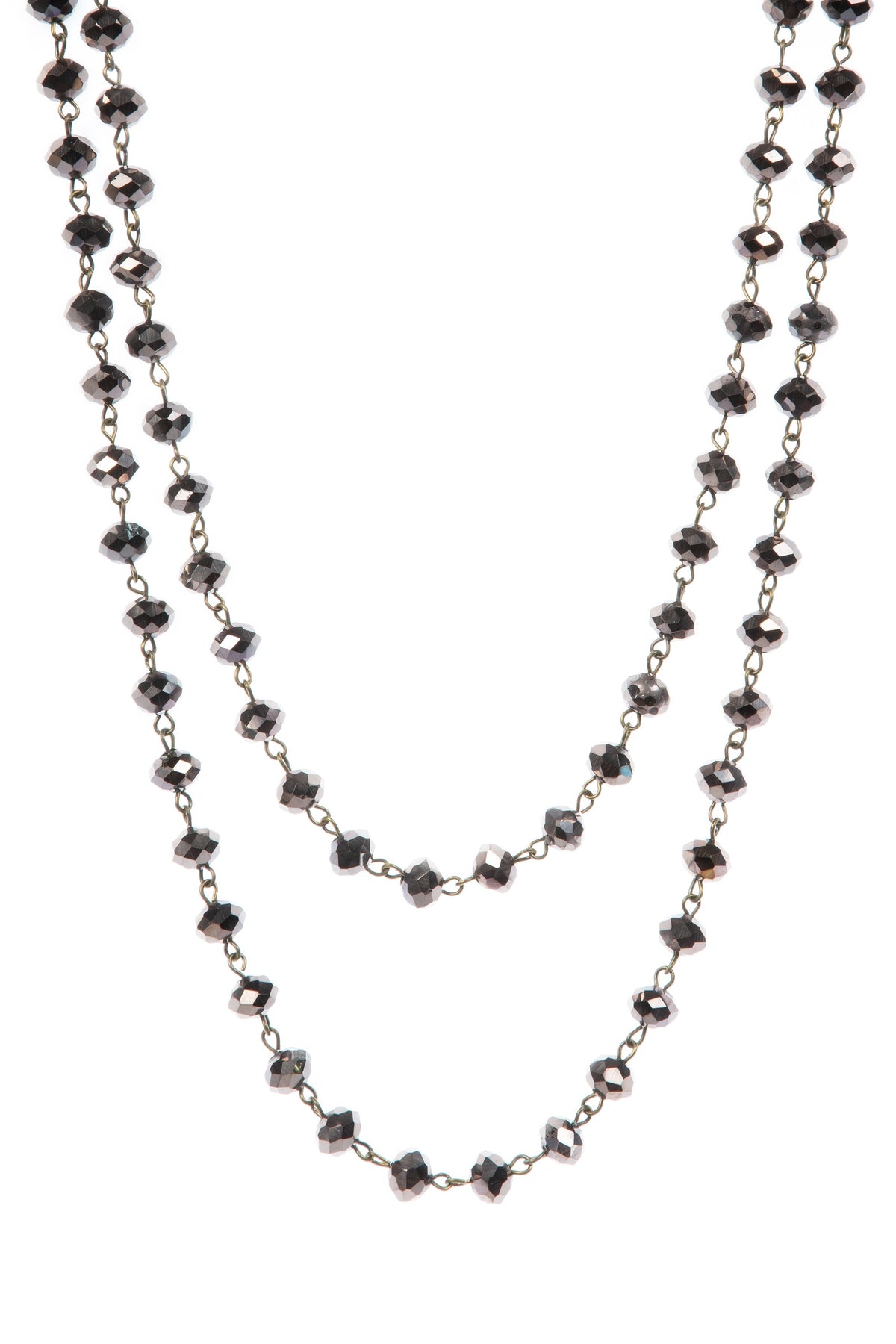 Crystal Beaded Chain Necklace N1163-65-BZ - view 4