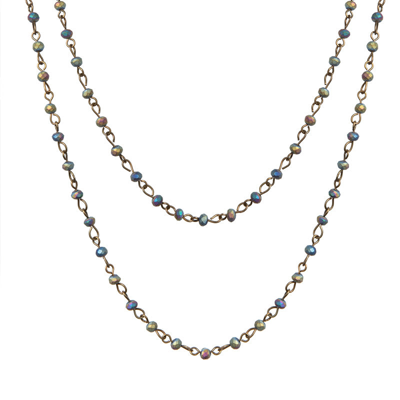 Crystal Beaded Chain Necklace N1163