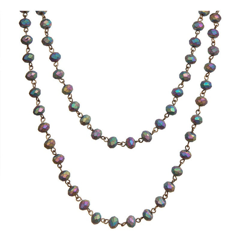 Crystal Beaded Chain Necklace N1163