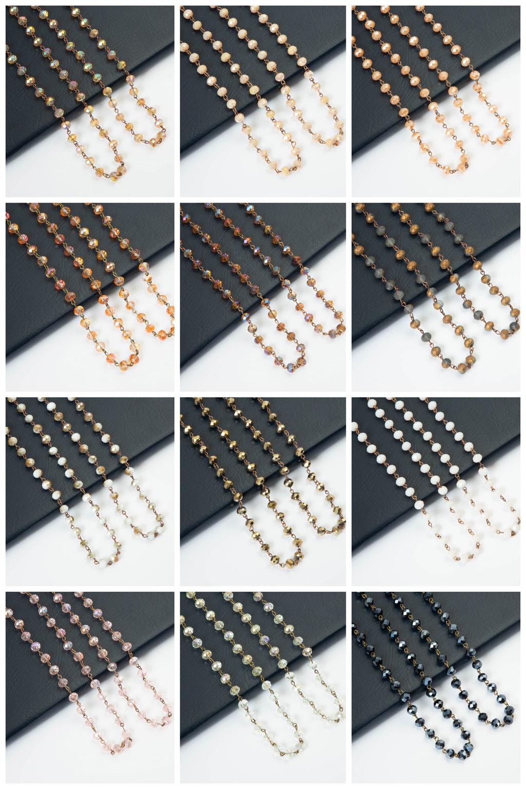Crystal Beaded Chain Necklace N1163