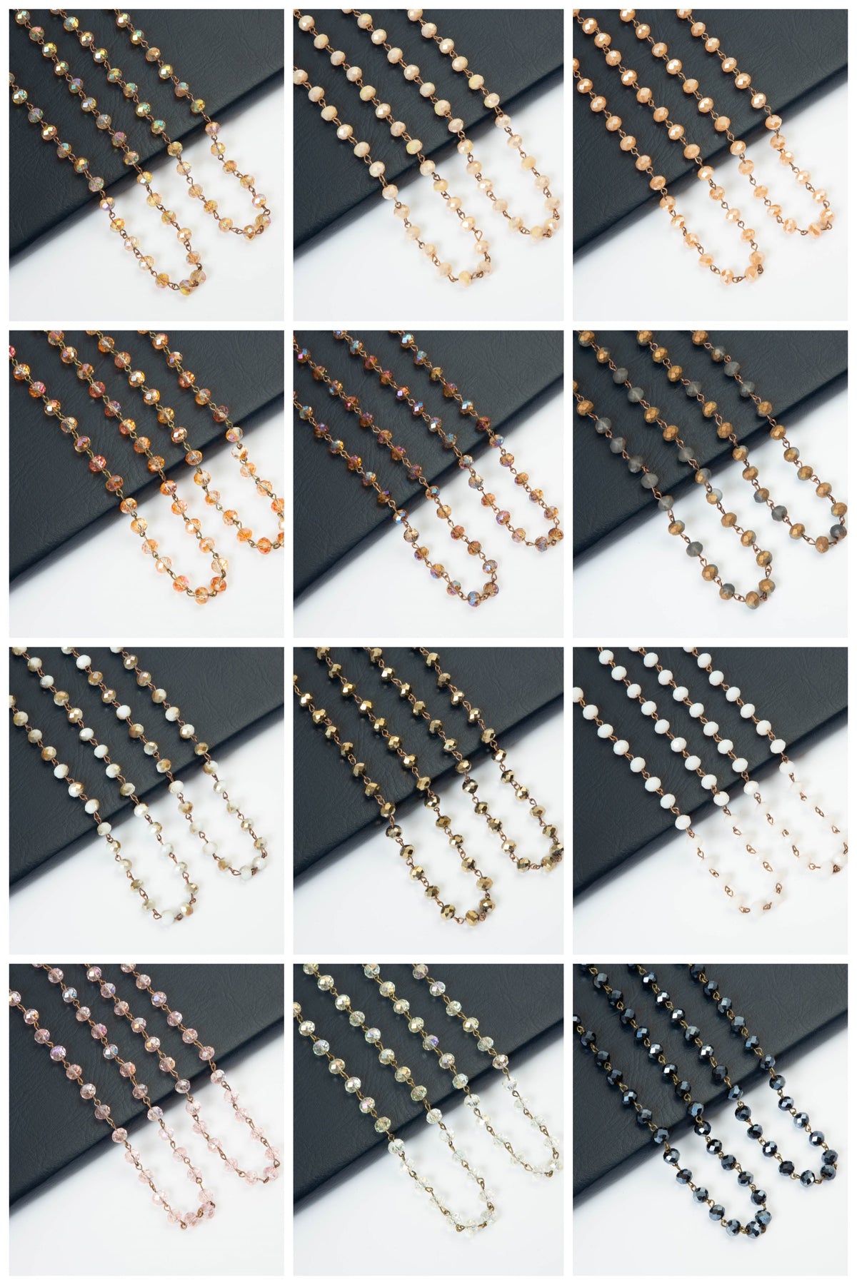 Crystal Beaded Chain Necklace N1163