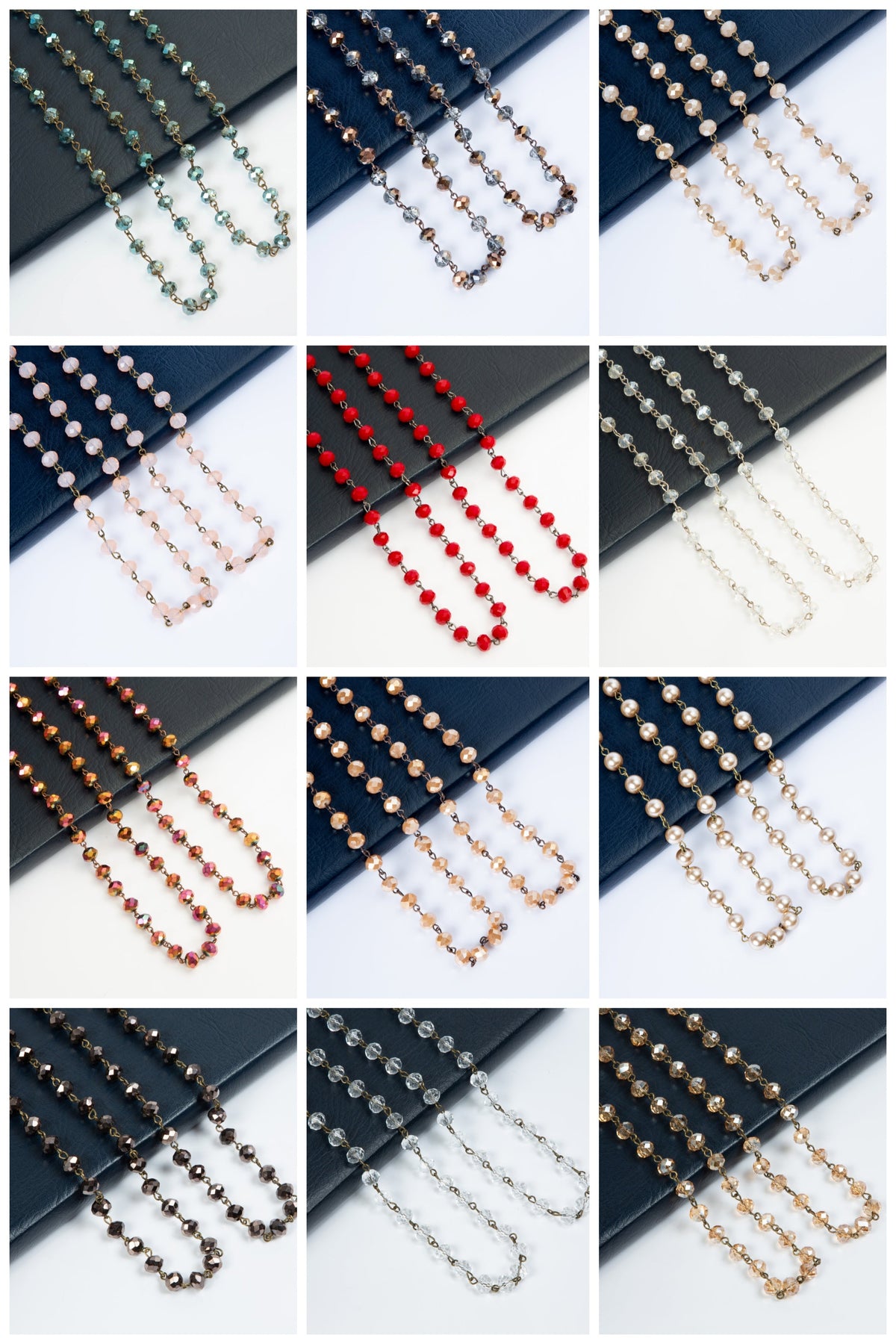 Crystal Beaded Chain Necklace N1163