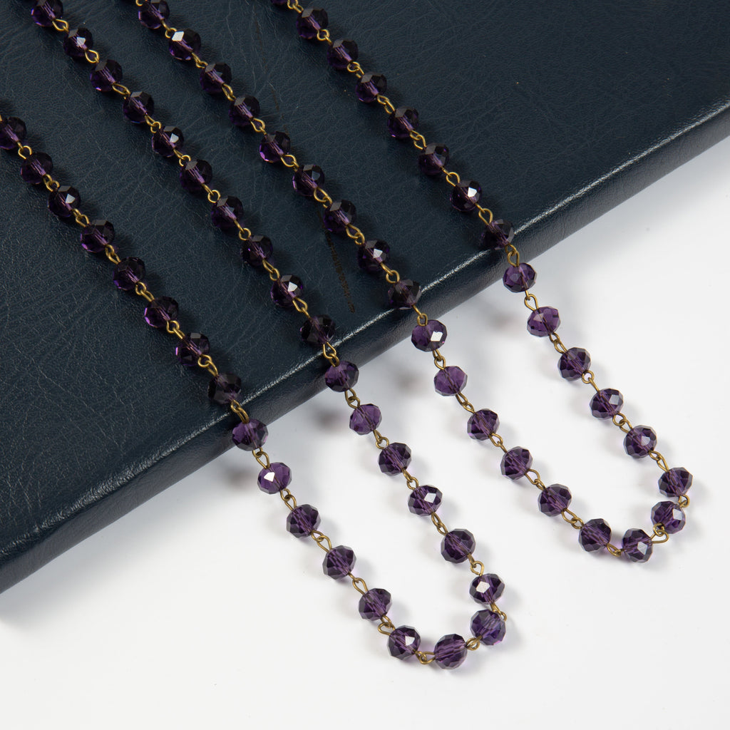Crystal Beaded Chain Necklace N1163