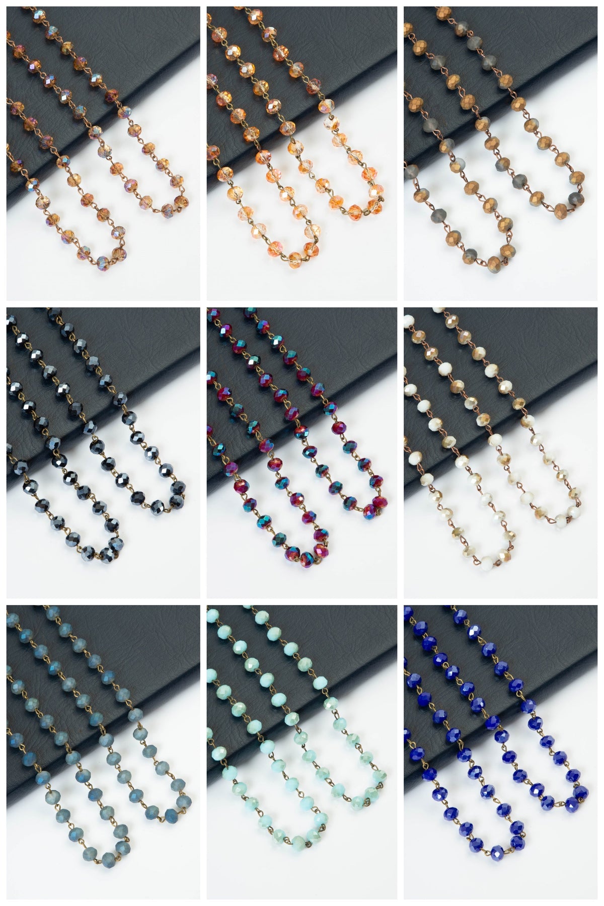 Crystal Beaded Chain Necklace N1163