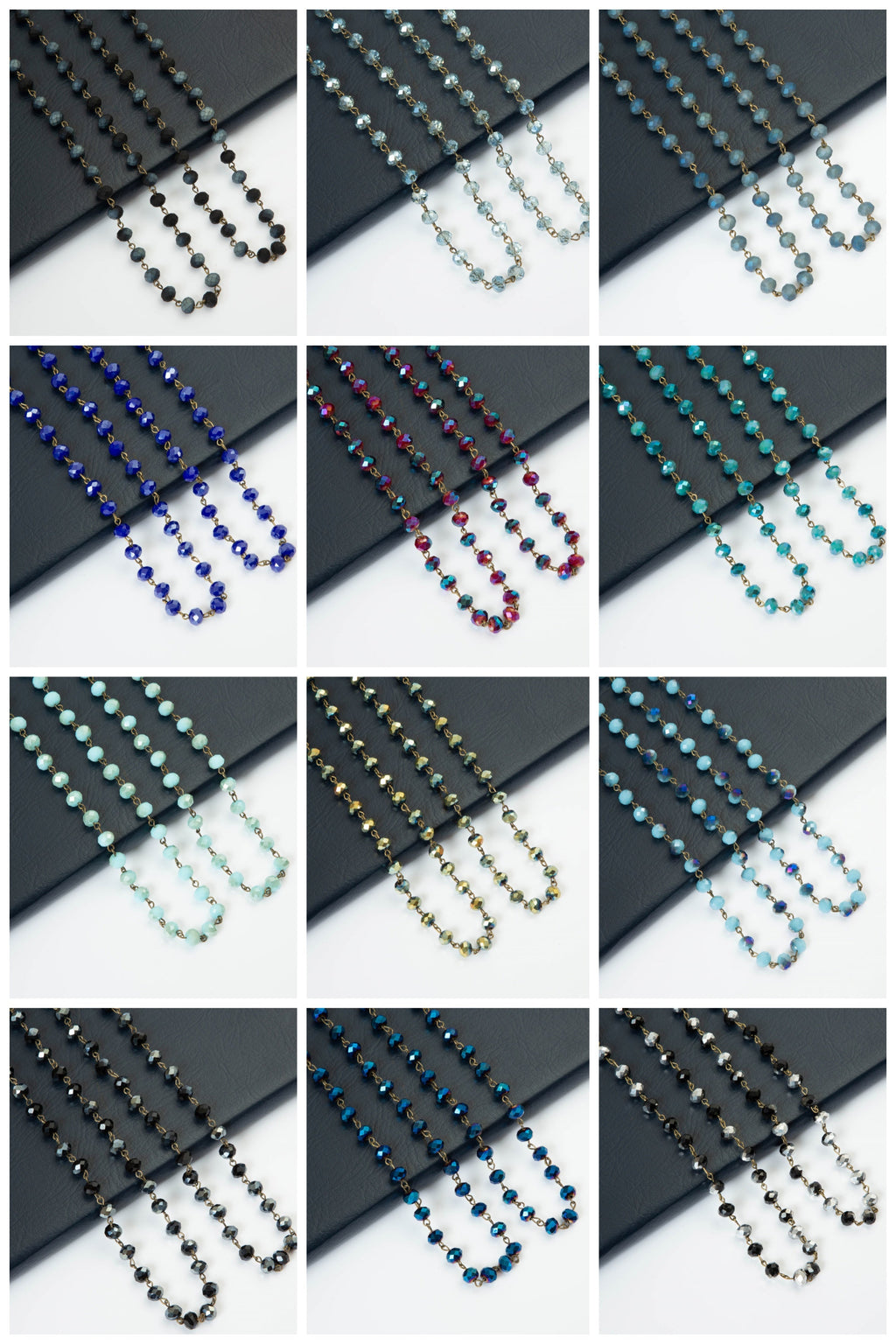 Crystal Beaded Chain Necklace N1163