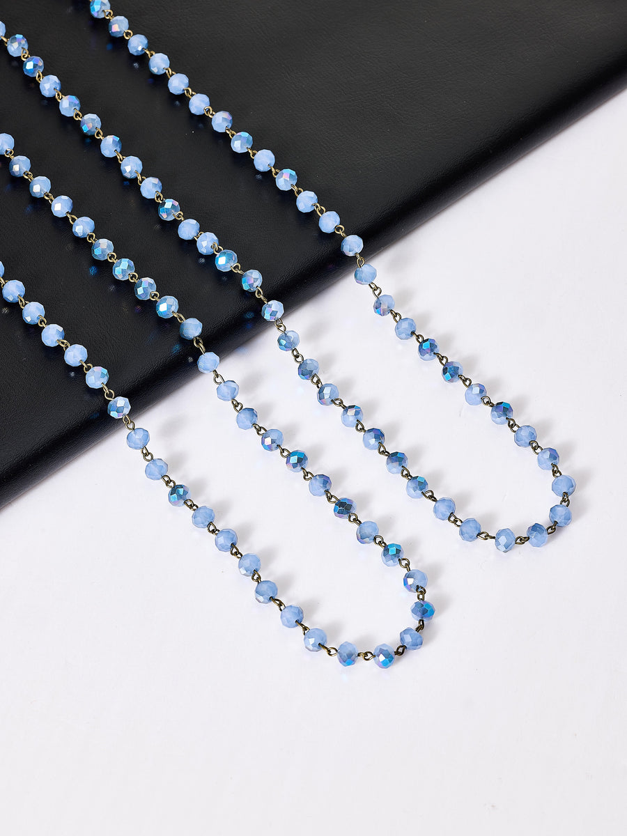 Crystal Beads Chain Necklace N1163-124-Bronze