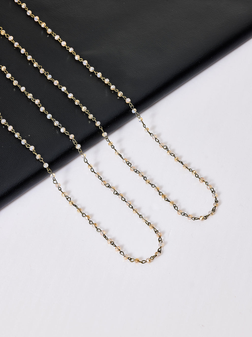 Crystal Beaded Chain Necklace N1163-24-Bronze - view 2
