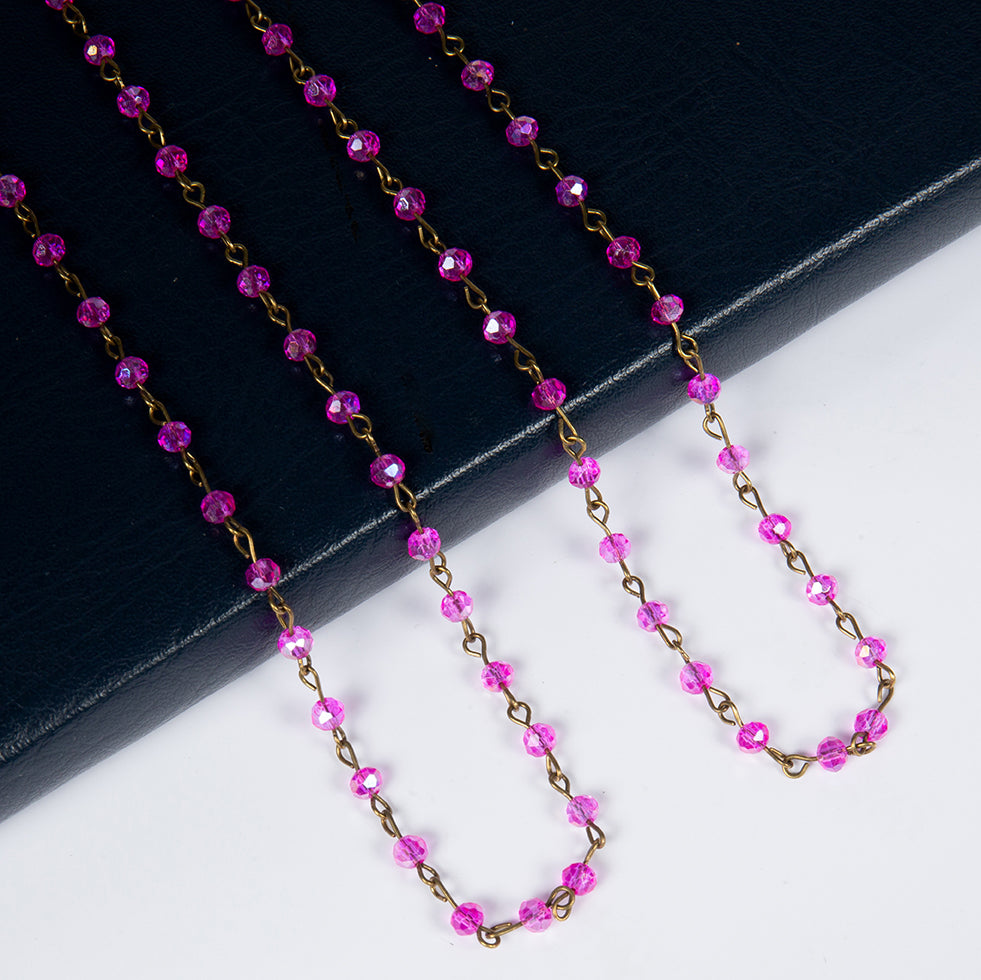 Crystal Beaded Chain Necklace N1163