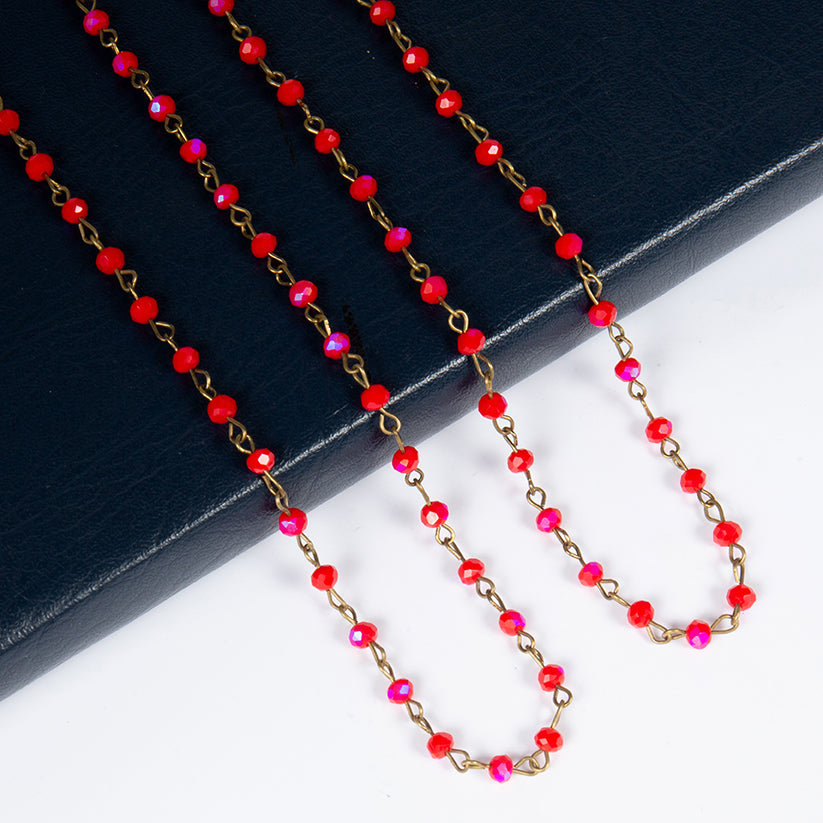 Crystal Beaded Chain Necklace N1163