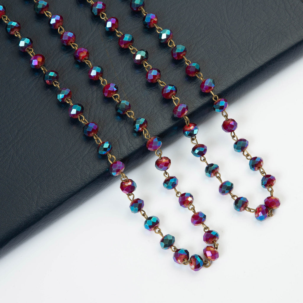 Crystal Beaded Chain Necklace N1163