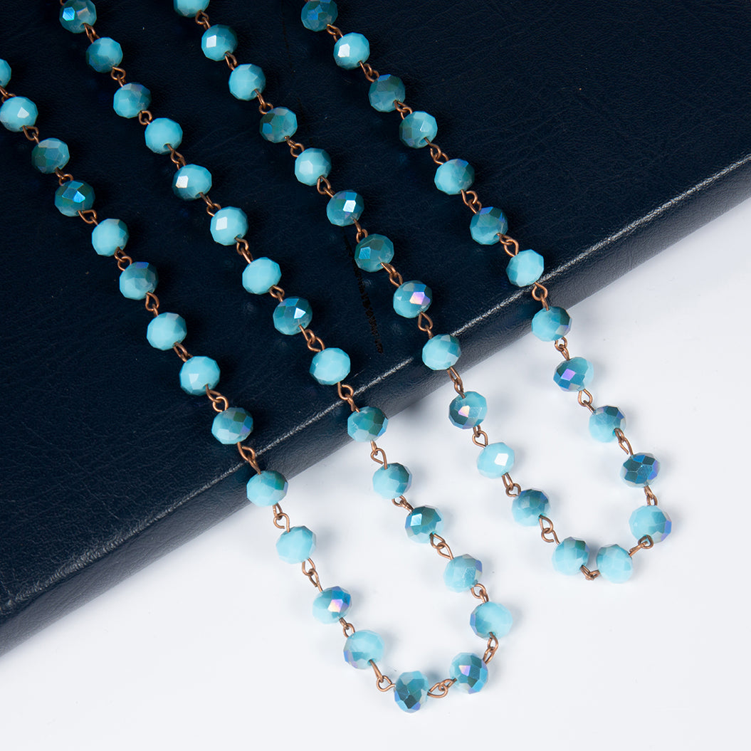 Crystal Beaded Chain Necklace N1163