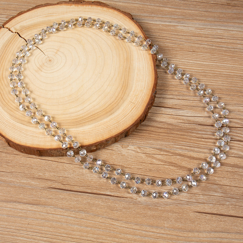 Crystal Beaded Chain Necklace N1163