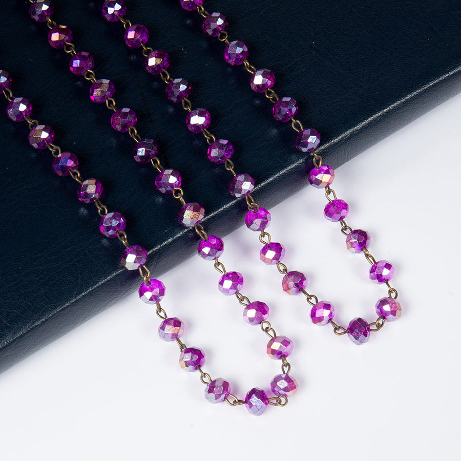 Crystal Beaded Chain Necklace N1163