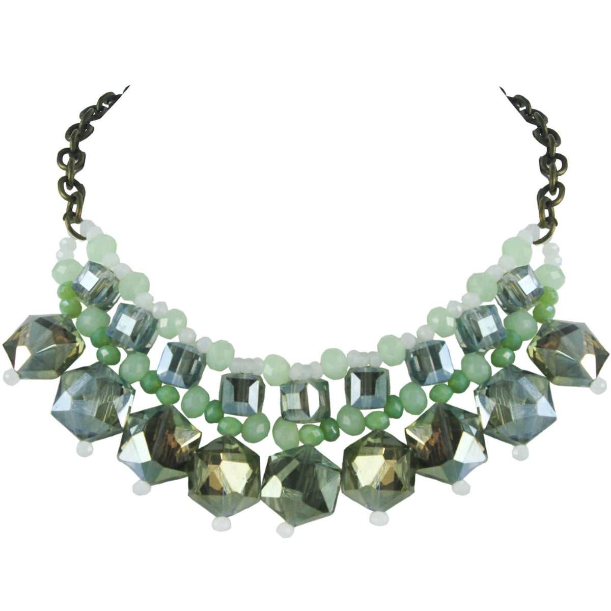 Woman Shiny Crystal Grey Necklaces  N2124