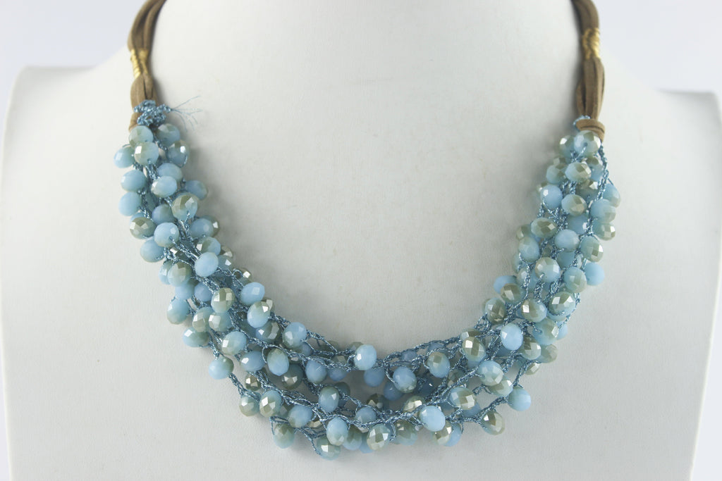 Crystal Beaded Leatherette Necklaces N2428