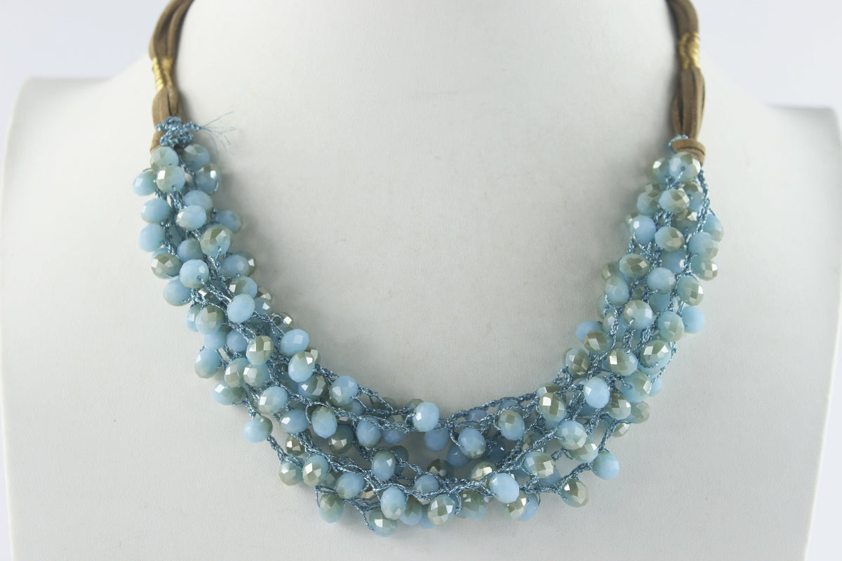 Crystal Beaded Leatherette Necklaces N2428