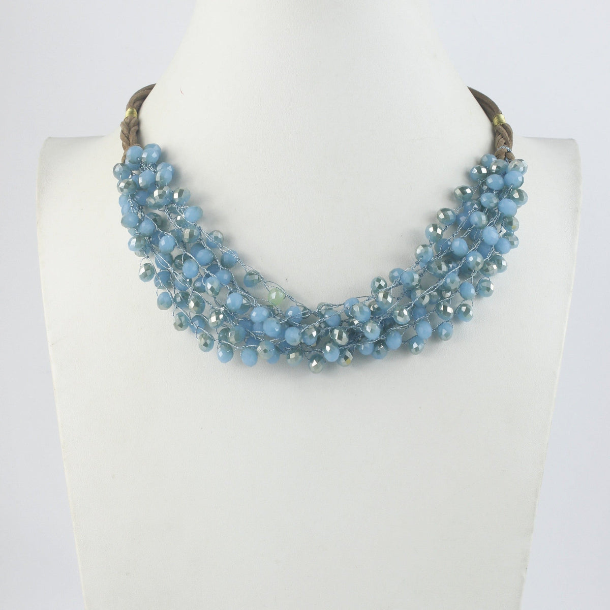 Crystal Beaded Leatherette Necklaces N2428