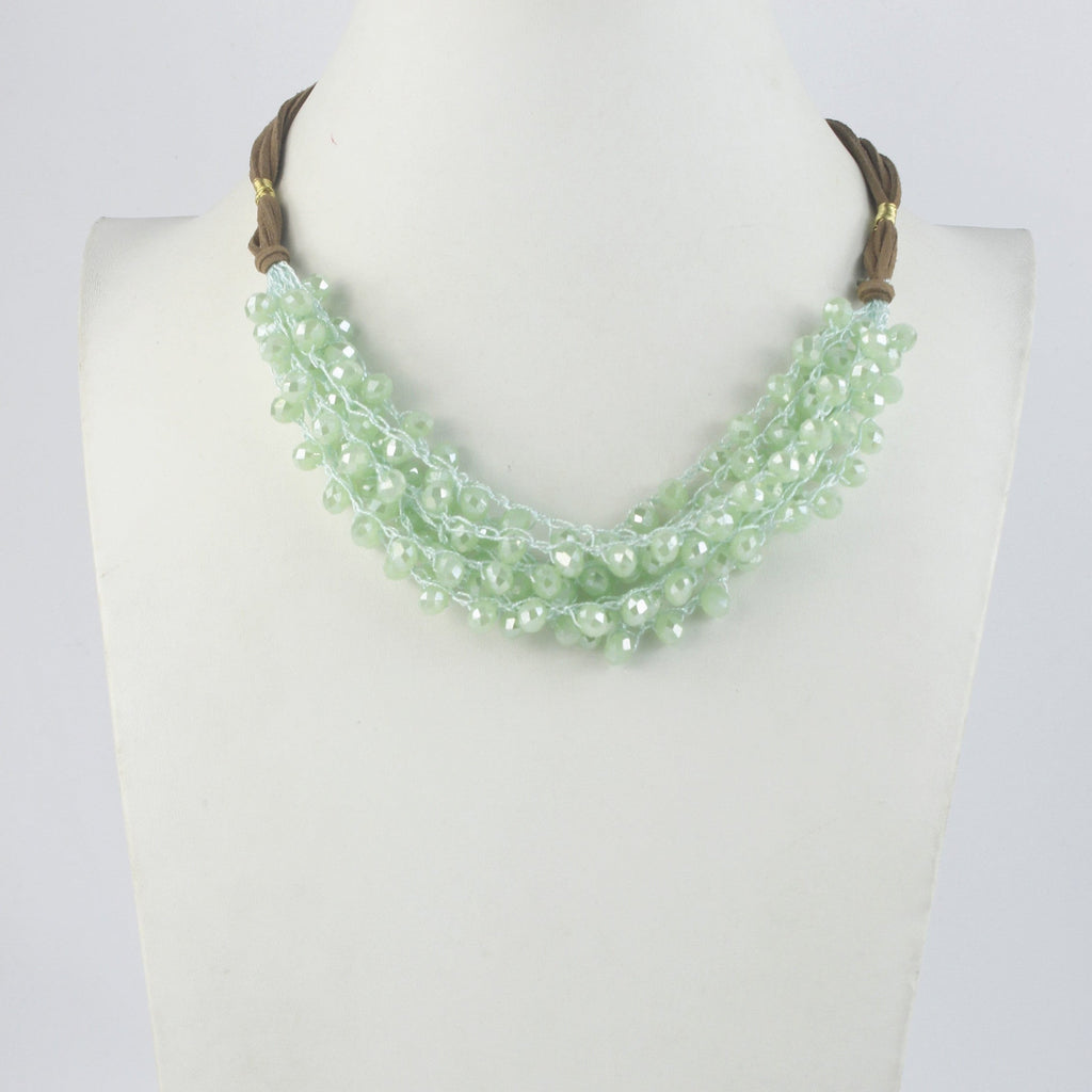 Crystal Beaded Leatherette Necklaces N2428