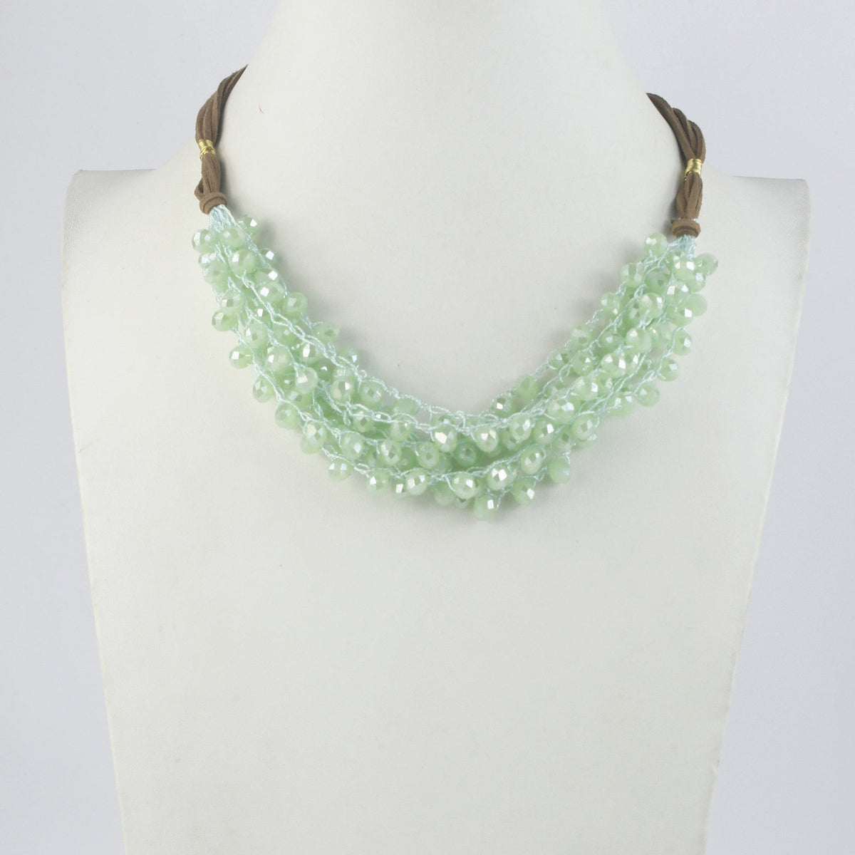 Crystal Beaded Leatherette Necklaces N2428