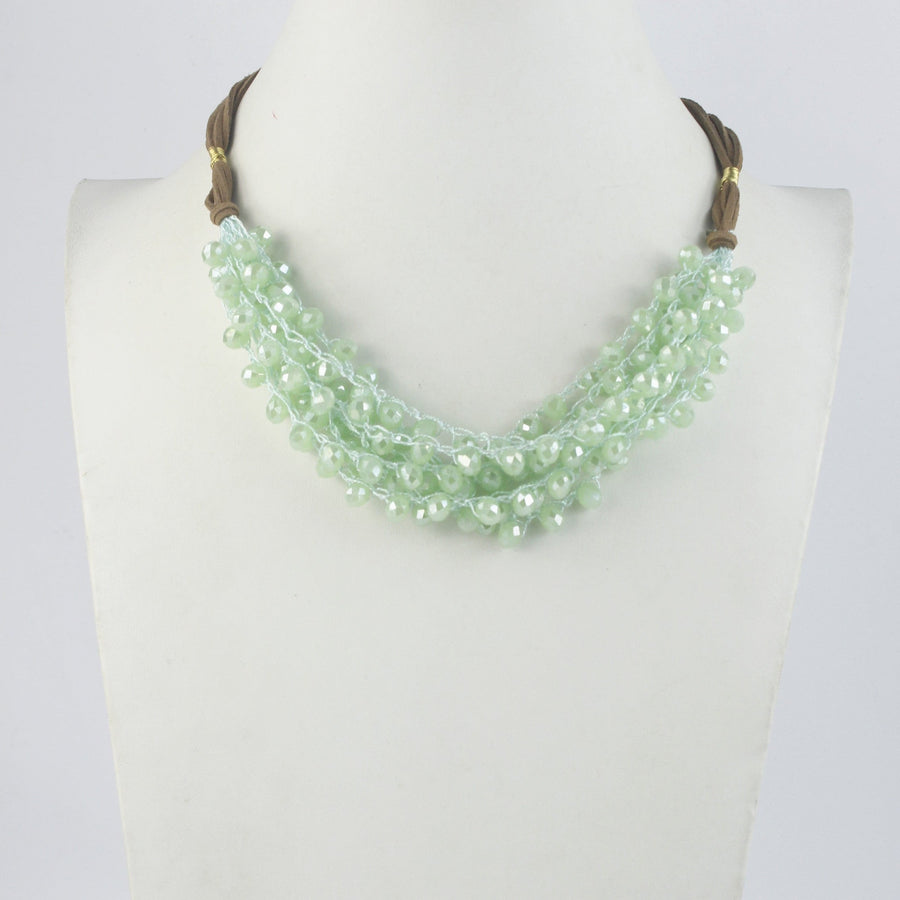 Crystal Beaded Leatherette Necklaces N2428