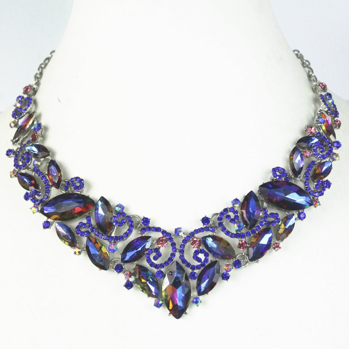 Teardrop Rhinestone Short Necklace N2579