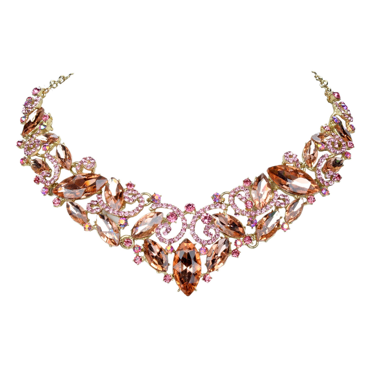 Teardrop Rhinestone Short Necklace N2579