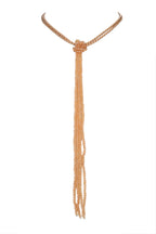 Leather Long Crystal Beaded Tassel Necklace N2611