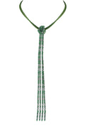 Leather Long Crystal Beaded Tassel Necklace N2611