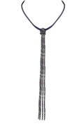 Leather Long Crystal Beaded Tassel Necklace N2611