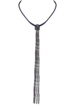 Leather Long Crystal Beaded Tassel Necklace N2611