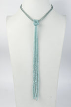 Leather Long Crystal Beaded Tassel Necklace N2611