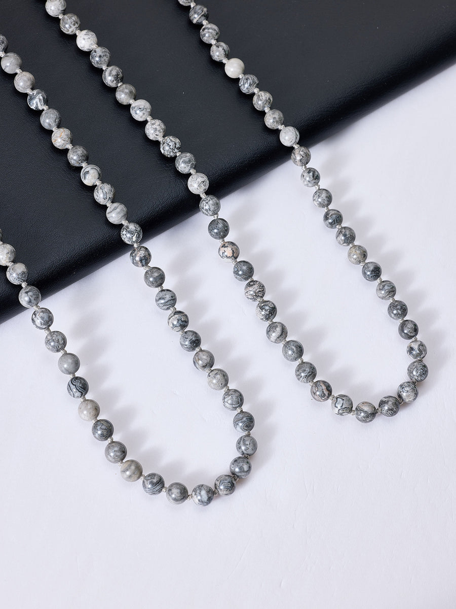 Stone Bead Long Necklace N2740