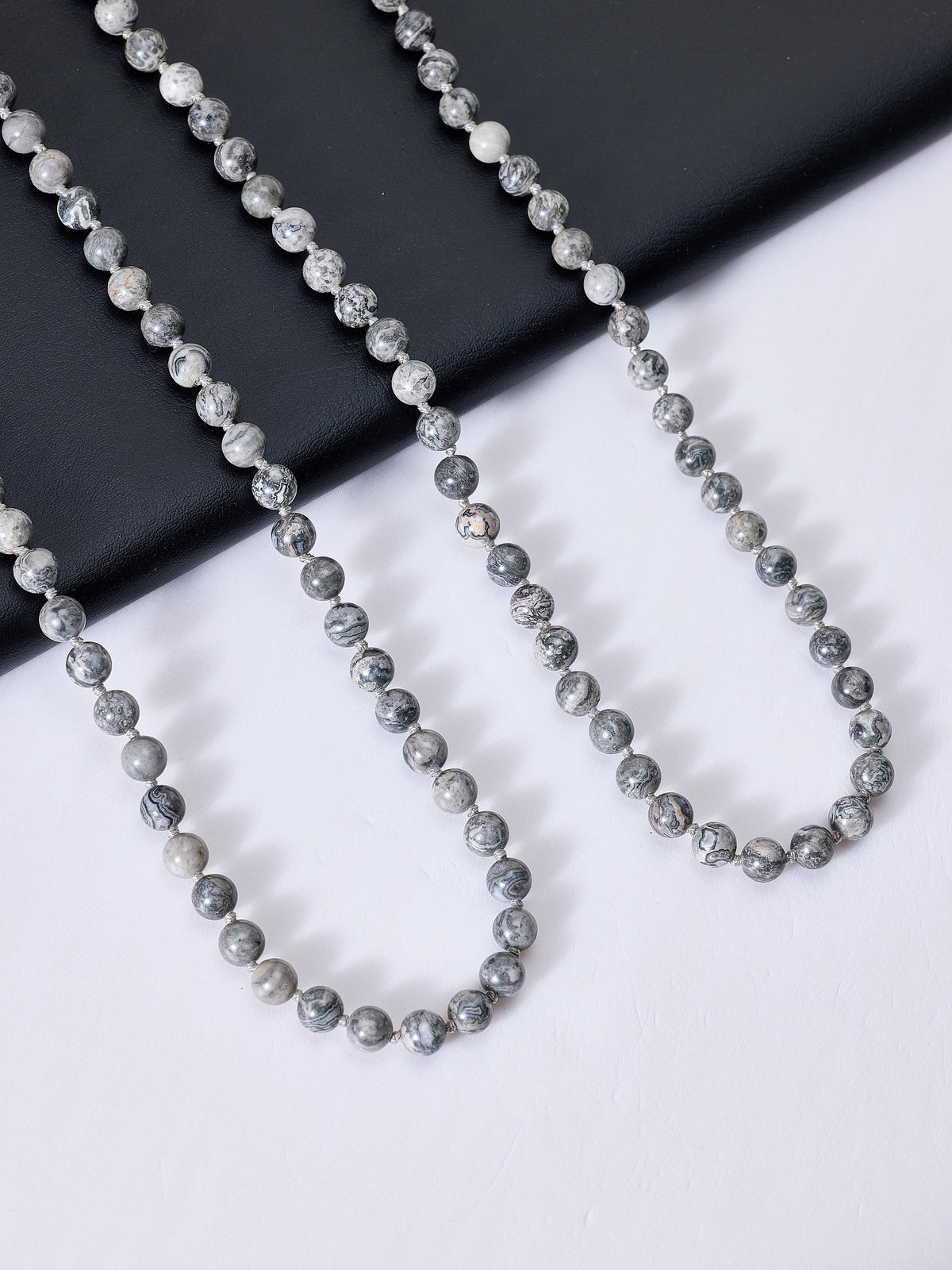 Stone Beaded Necklace N3180 - Atlas Jasper Matte