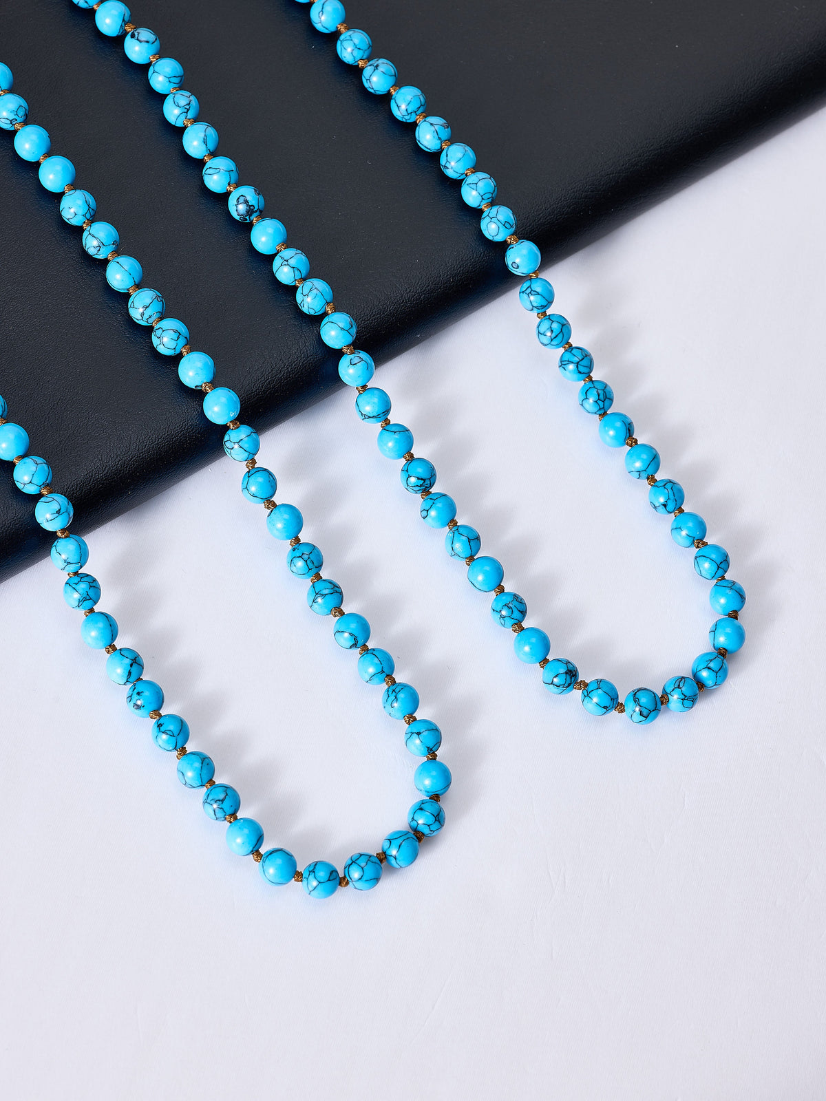 Stone Bead Long Necklace N2740 - Composed Turquoise