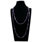 Purple Agate Bead Long Necklace N2740