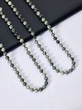 Stone Bead Long Necklace N2740 - Green Zebra Jasper
