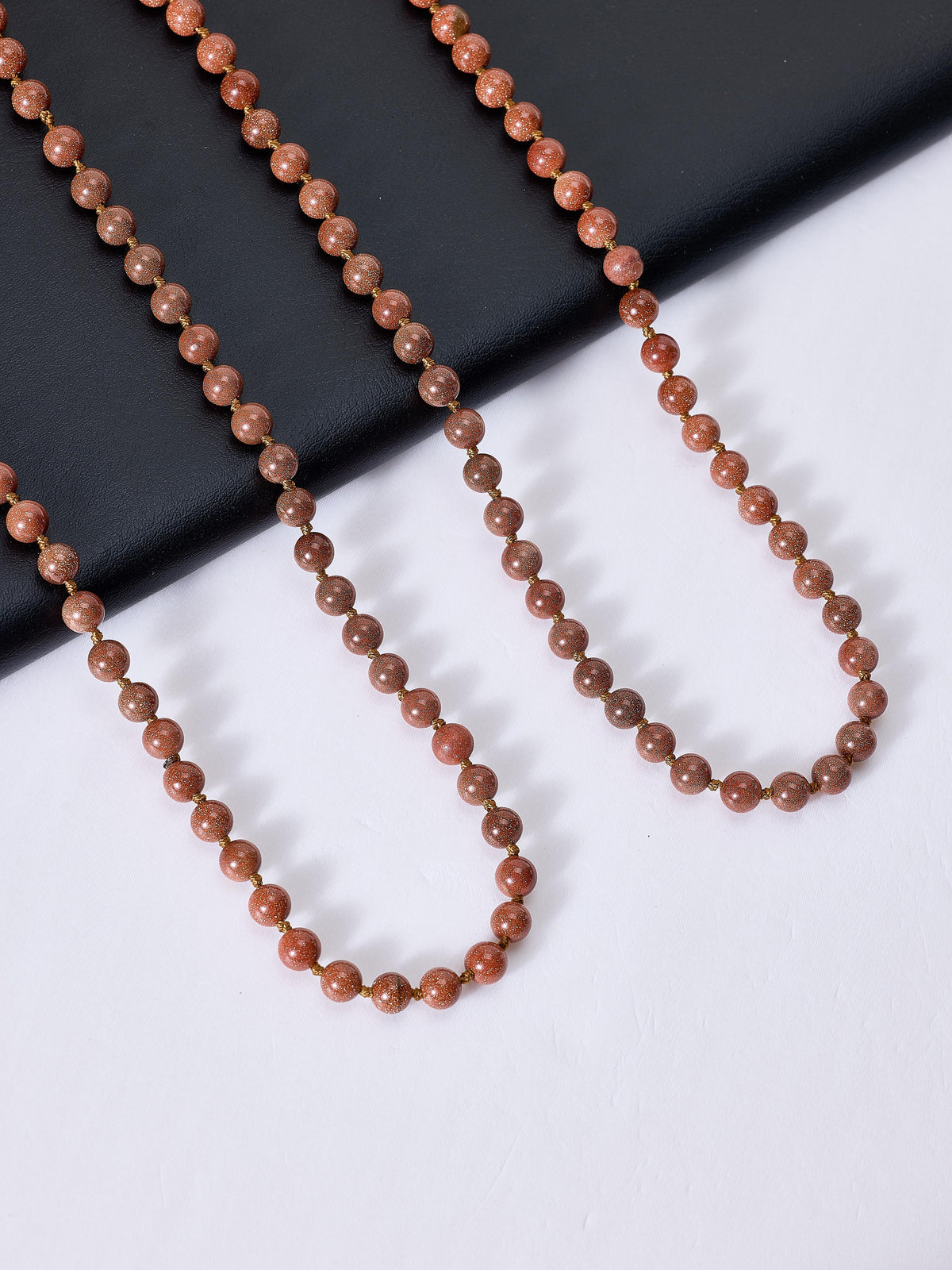 Stone Beaded Necklace N3180 - Red Gold Sandstone
