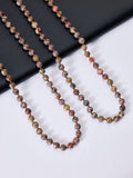 Stone Bead Long Necklace N2740 - Red Leopard Skin