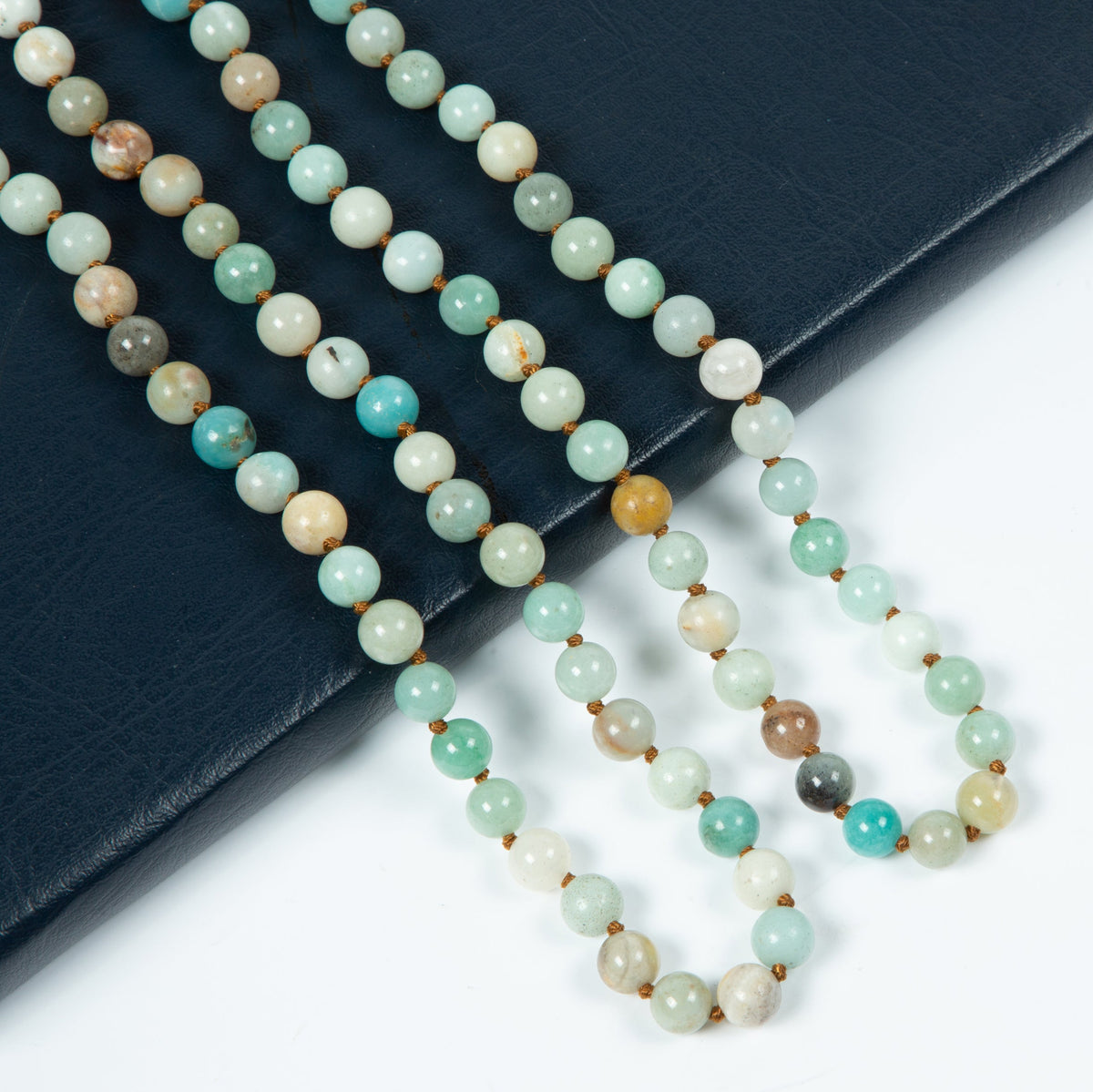 Stone Bead Long Necklace N2740 - Amazonite Gloss
