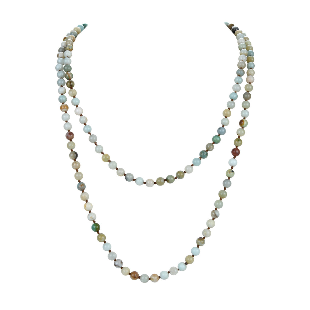 Amazonite Bead Long Necklace N2740