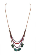 Bohemian Green Crystal Leather Stone Necklaces N2755