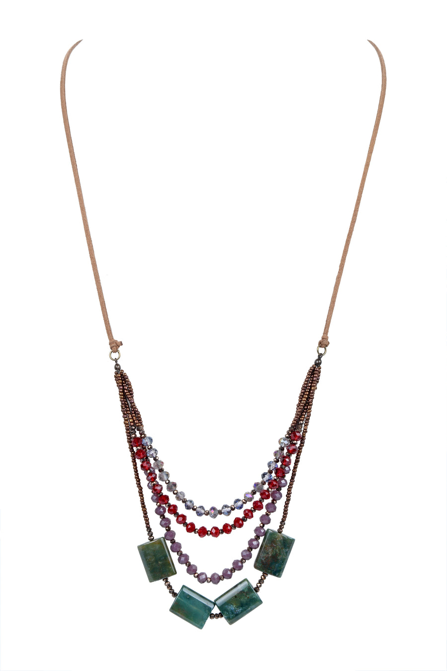 Bohemian Green Crystal Leather Stone Necklaces N2755