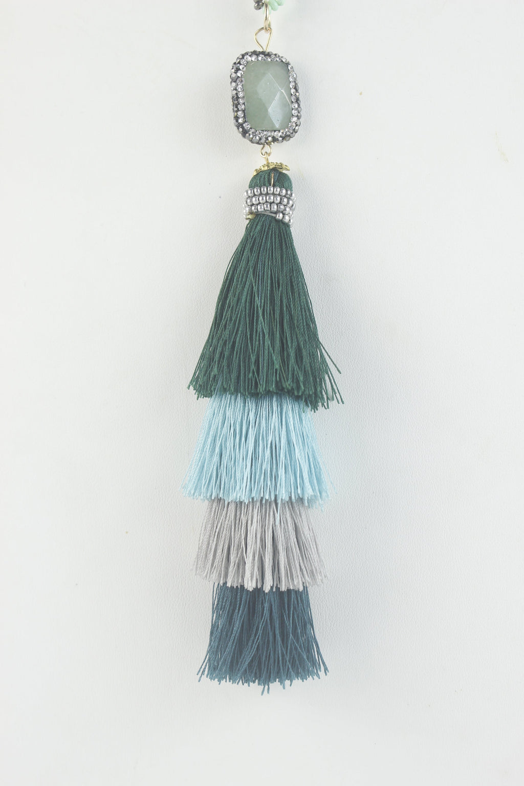 Fashion Silk Tassel Beads Pendant Long Necklace N2938