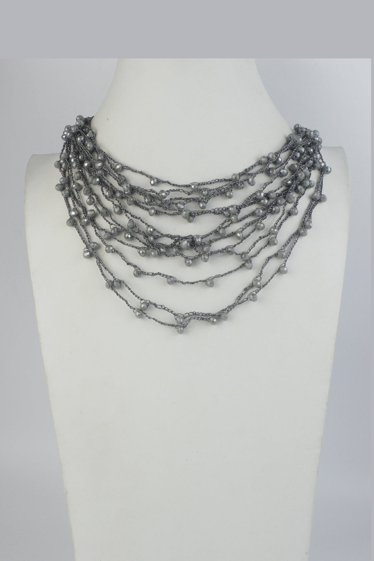 Multi-layered Rope Chain Crystal Glass Beaded Necklaces N2940