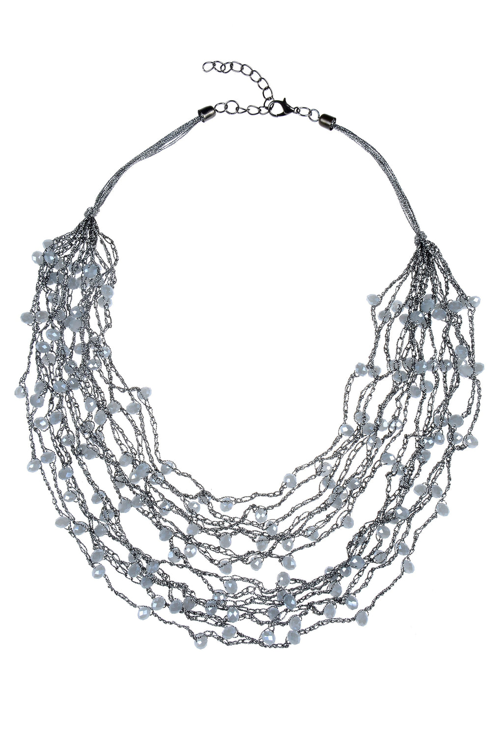 Multi-layered Rope Chain Crystal Glass Beaded Necklaces N2940
