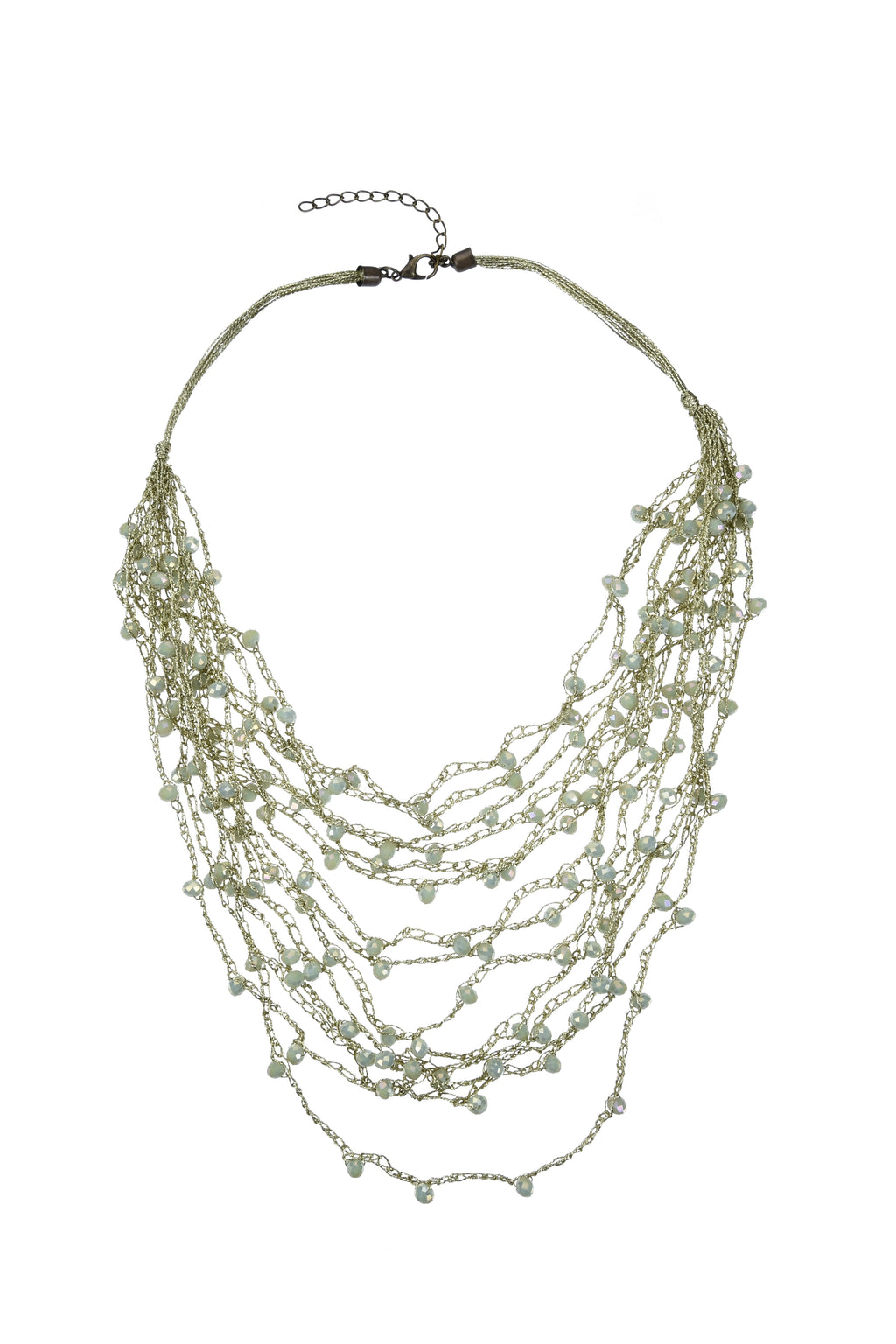 Multi-layered Rope Chain Crystal Glass Beaded Necklaces N2940