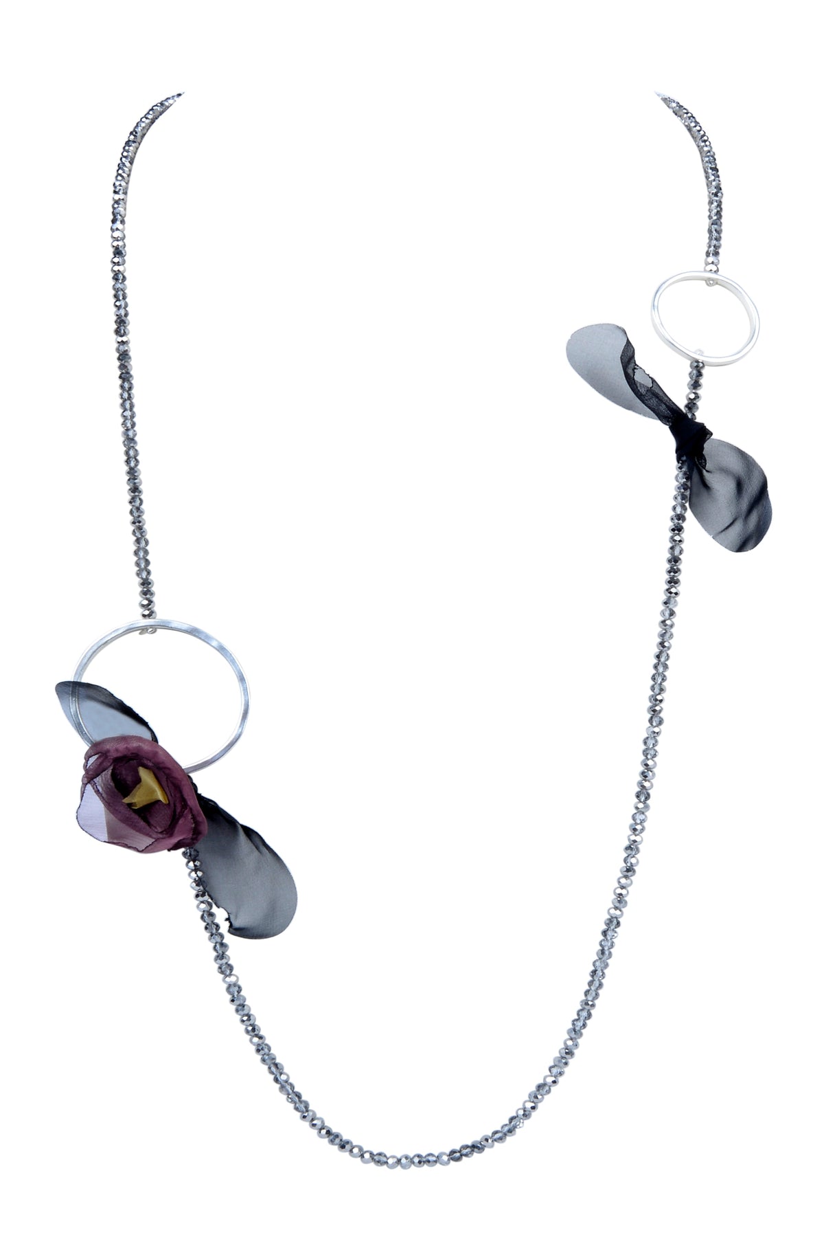 Fashion Women Flower Hoop Beads Long Necklace N3133